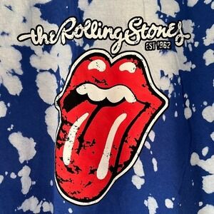 Rolling Stones 1962 Bleach Tie Dye TShirt Unisex Blue White NEW Men's Size Large